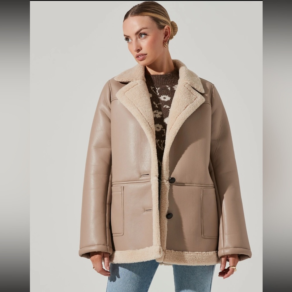 Francine Faux Leather Shearling Jacket -ASTR the label